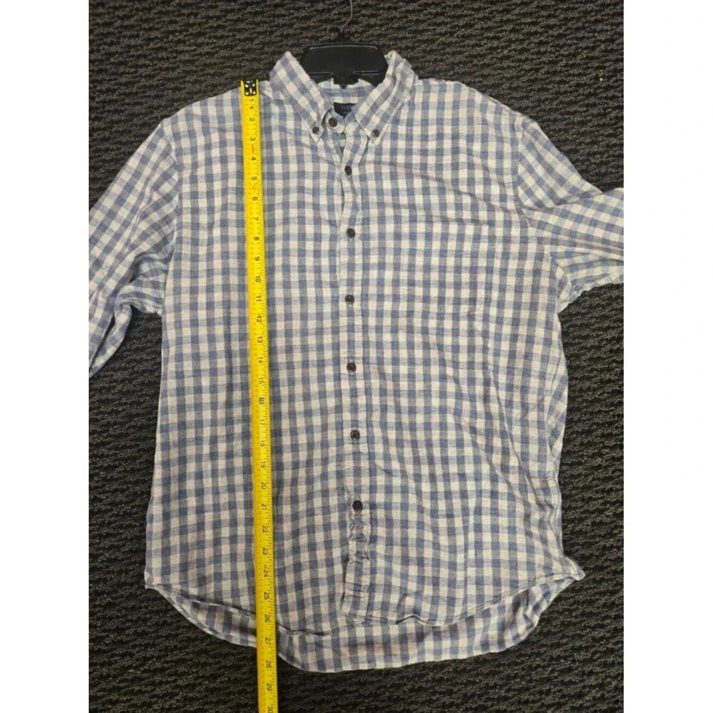 J. Crew Mens XL Slim Fit Shirt Blue White Gingham Plaid Long Sleeve Button Down